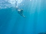 Elisabeth aan het snorkelen in zee, Bonaire