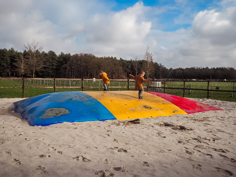 Air trampoline op de Alpacaboerderij