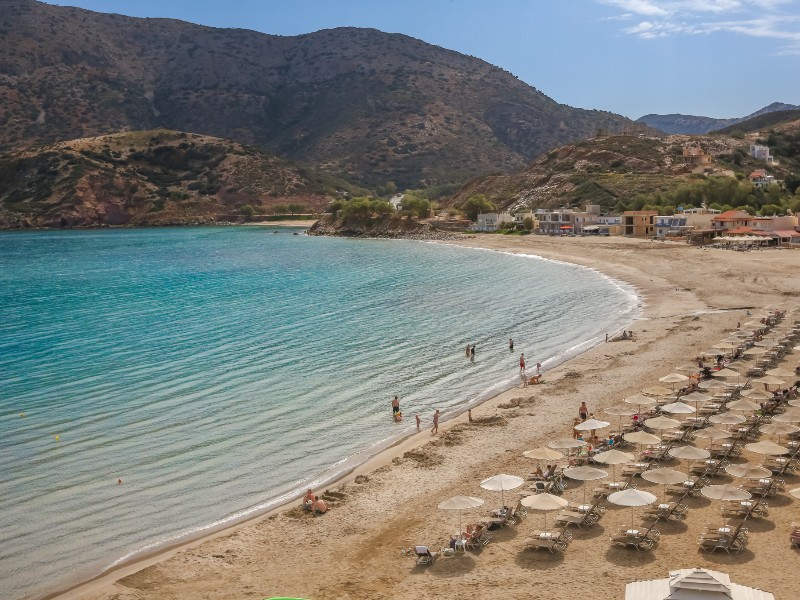 Het strand waar Fodele Beacht en Waterpark ligt